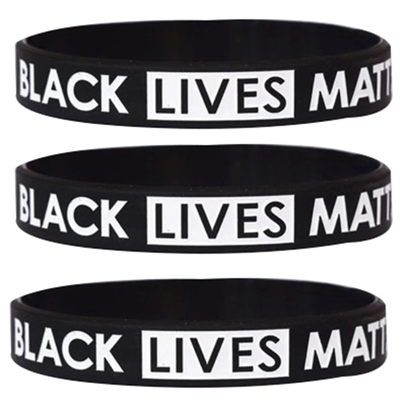 

1PC Black Lives Matter Wristband Black Silicone Rubber Bracelet & Bangles For Men Women Jewelry Gifts
