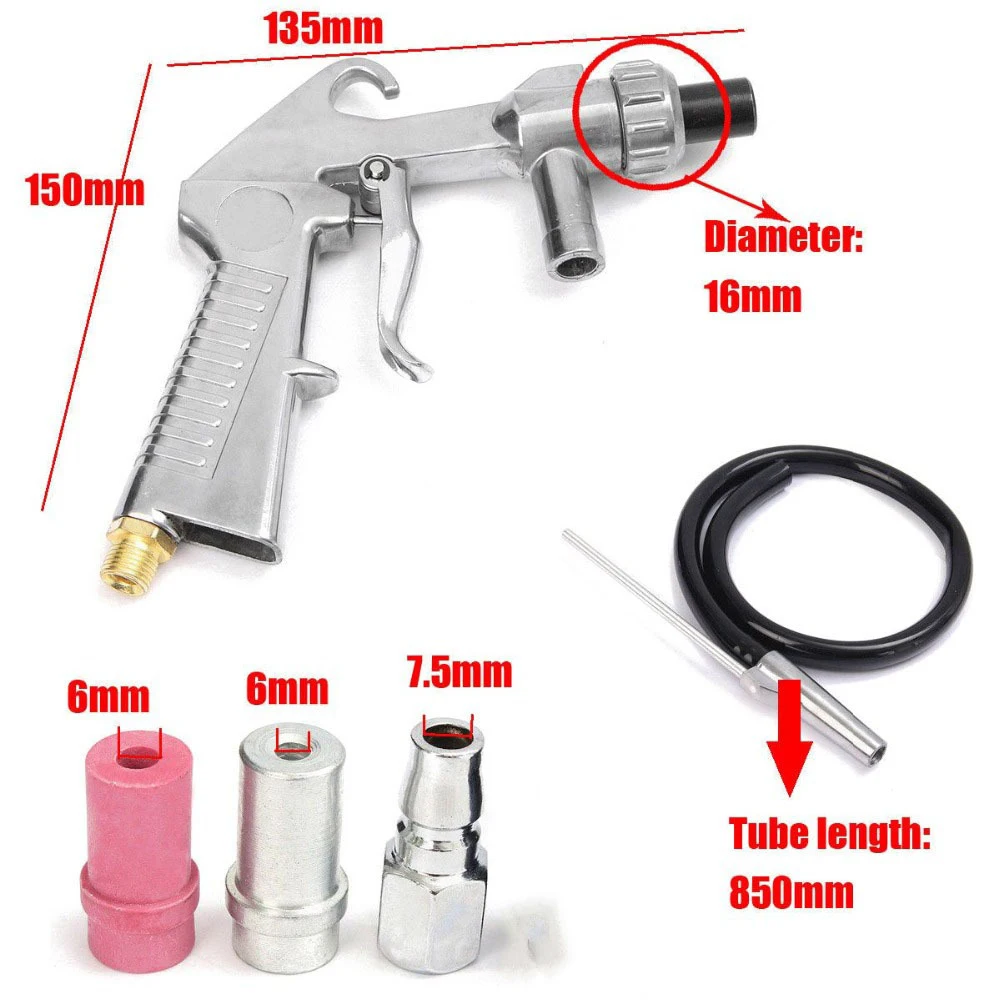7Pcs NEW Siphon Feed Blast Gun Set Multi-Purpose Sand Blasting Abrasive Sandblaster Kit Air+3*Ceramic Nozzle | Инструменты