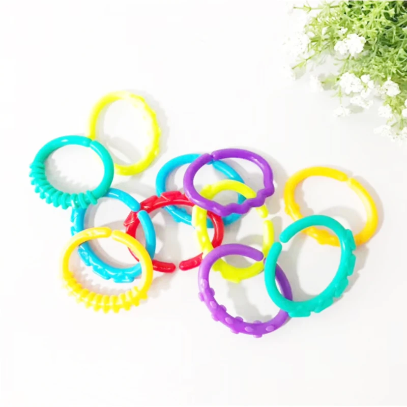 

24Pcs/lot Baby Teether Toys Rainbow Rings Toddler Educational Toy Crib Stroller Rattle Hanging For Kids Bed Colorful Decoration