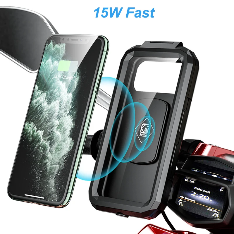 

Motorcycle Wireless Phone Charger 15W QC3.0 Fast Charging Mount for iPhone 12 Samsung Mobile Phone Bike Motor Phone GPS Support