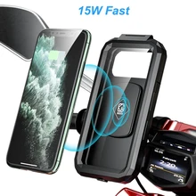 Motorcycle Wireless Phone Charger 15W QC3.0 Fast Charging Mount for iPhone 12 Samsung Mobile Phone Bike Motor Phone GPS Support