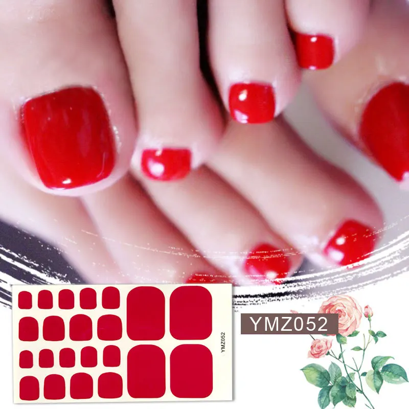 YMZ052 22 Типсы/лист, водонепроницаемые наклейки для ногтей, полное покрытие, наклейки ступни для ногтей, клеящиеся наклейки для ногтей, сделай сам, салонный маникюр - Цвет: YMZ052