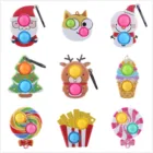 Kawaii Рождественский лось Снеговик Pop It Push Fidget игрушки брелок для взрослых и детей снятие стресса аутизм Popit сжимаемые игрушки подарки