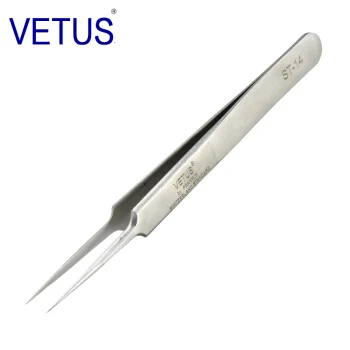 ST-14 Подлинный Пинцет «VETUS» Пинцет для наращивания ресниц из нержавеющей стали Сверхтонкий Высокоточный анти кислотные пинцеты антистатические - Цвет: ST-14
