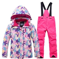childrens snow suit sets snowboarding wear waterproof winter outdoor sports ski jacket and bibs snow pant for boys and girls