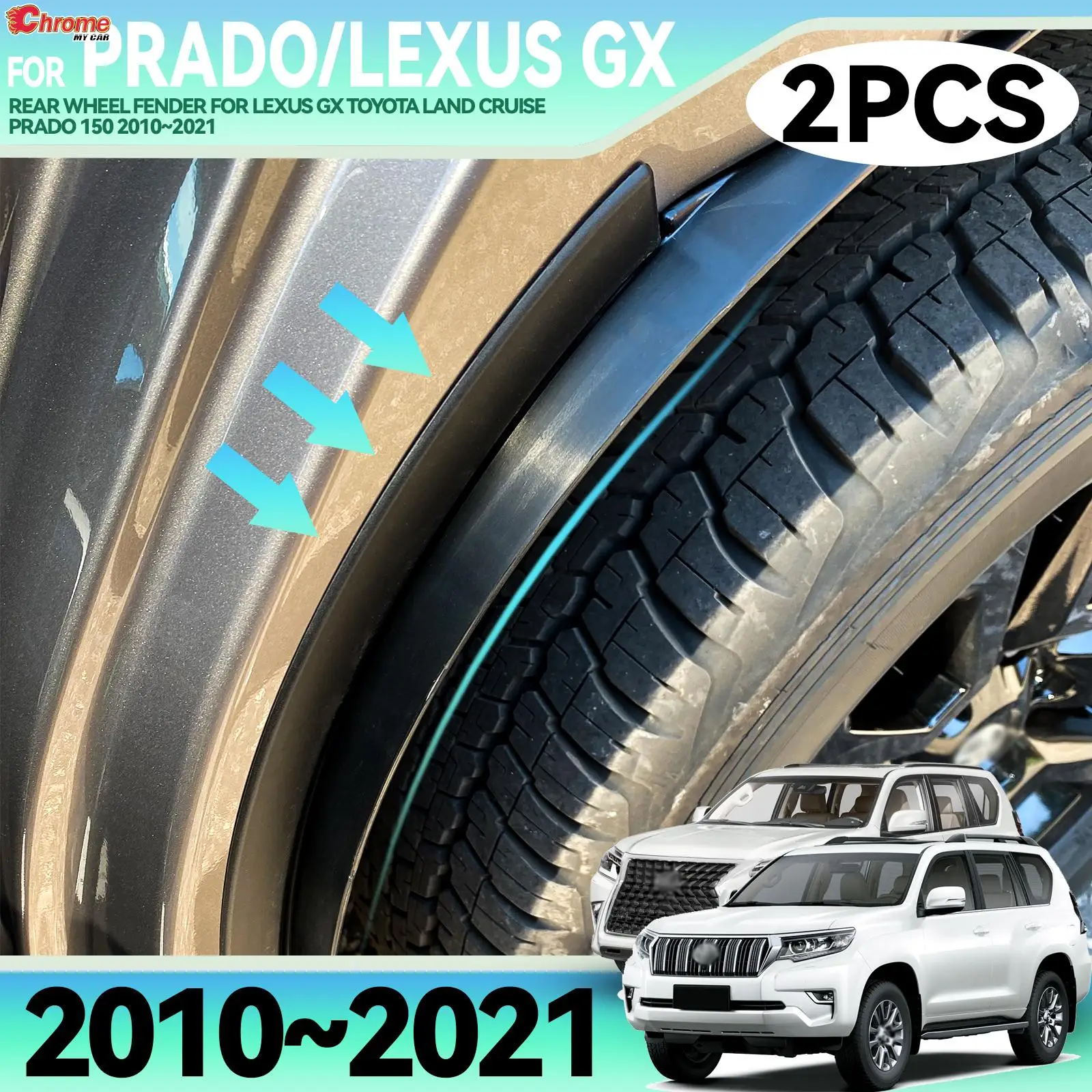 Rear Wheel Arch Flare Fender Liner Splash Guards Mud Flap Mudguards For Toyota Land Cruiser Prado 150 Lexus GX460 2010-2020 2021