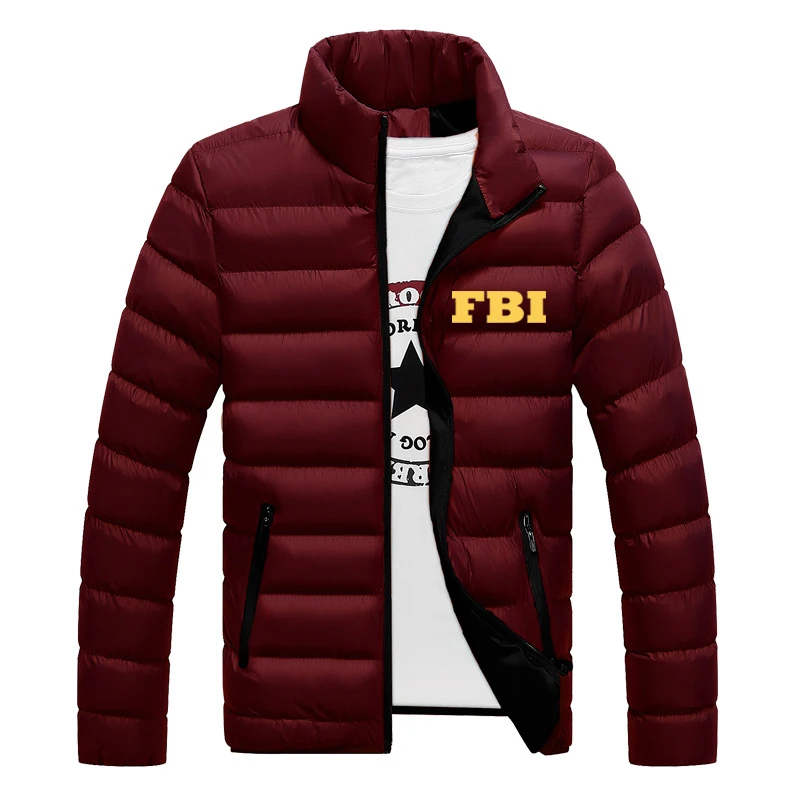 Мужская Новая осенне-зимняя модная теплая куртка на молнии с принтом FBI 2021