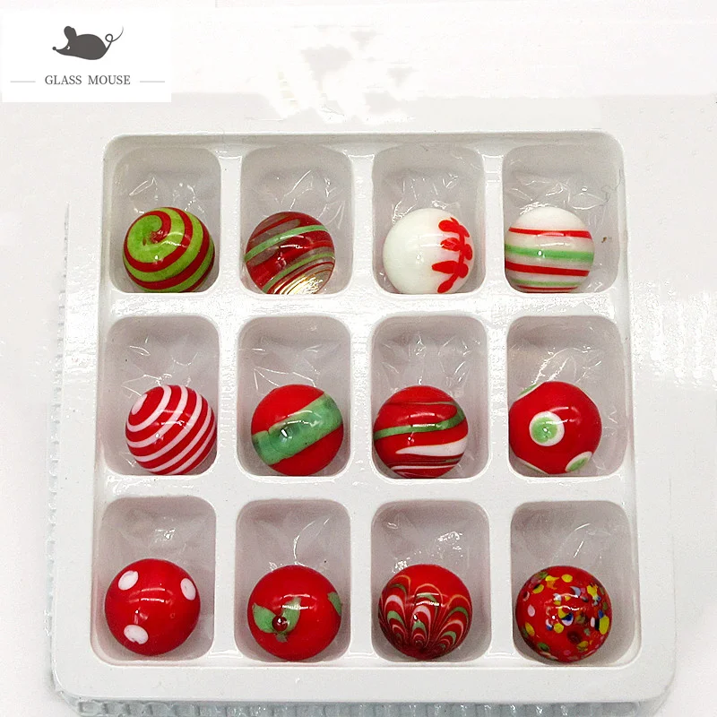 

18 мм Красные новые стеклянные шарики ручной работы мраморные рождественские аксессуары для домашнего декора резервуар для рыбы, ваза, напо...