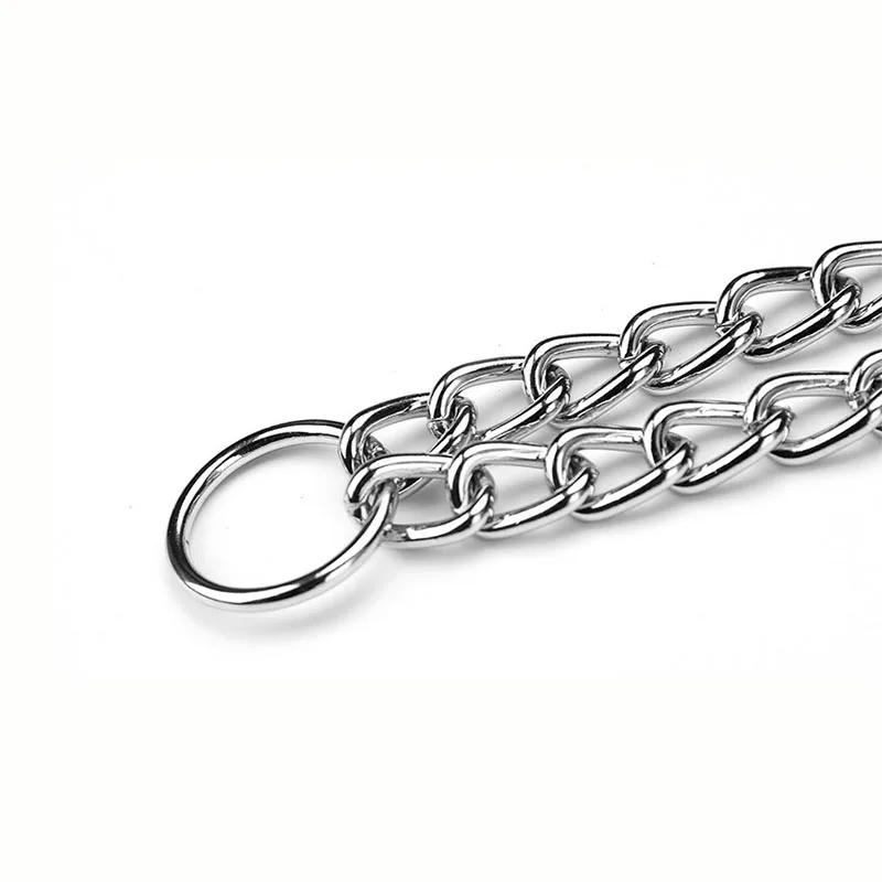 Хромированная трехрядная цепь для дрессировки собак серебристый Железный