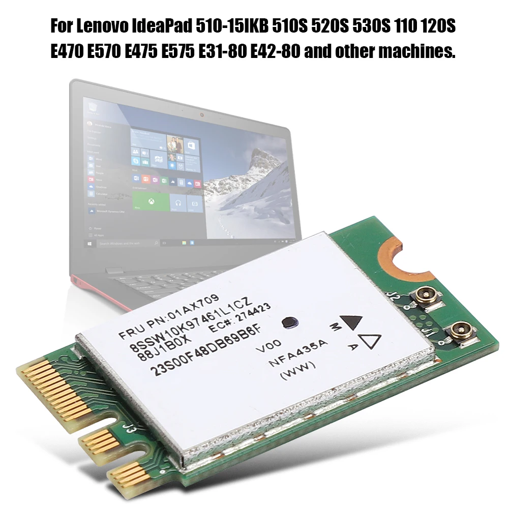 

2.4G+5G Dual-Band Wireless Network Card QCNFA435 NGFF / M.2 Interface for Lenovo IdeaPad AC protocol 433M + 4.0 for Bluetooth
