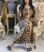 eid mubarak muslim hijab dresses abayas for women ramadan abaya dubai turkey islam leopard print jalabiya dress kaftan robe
