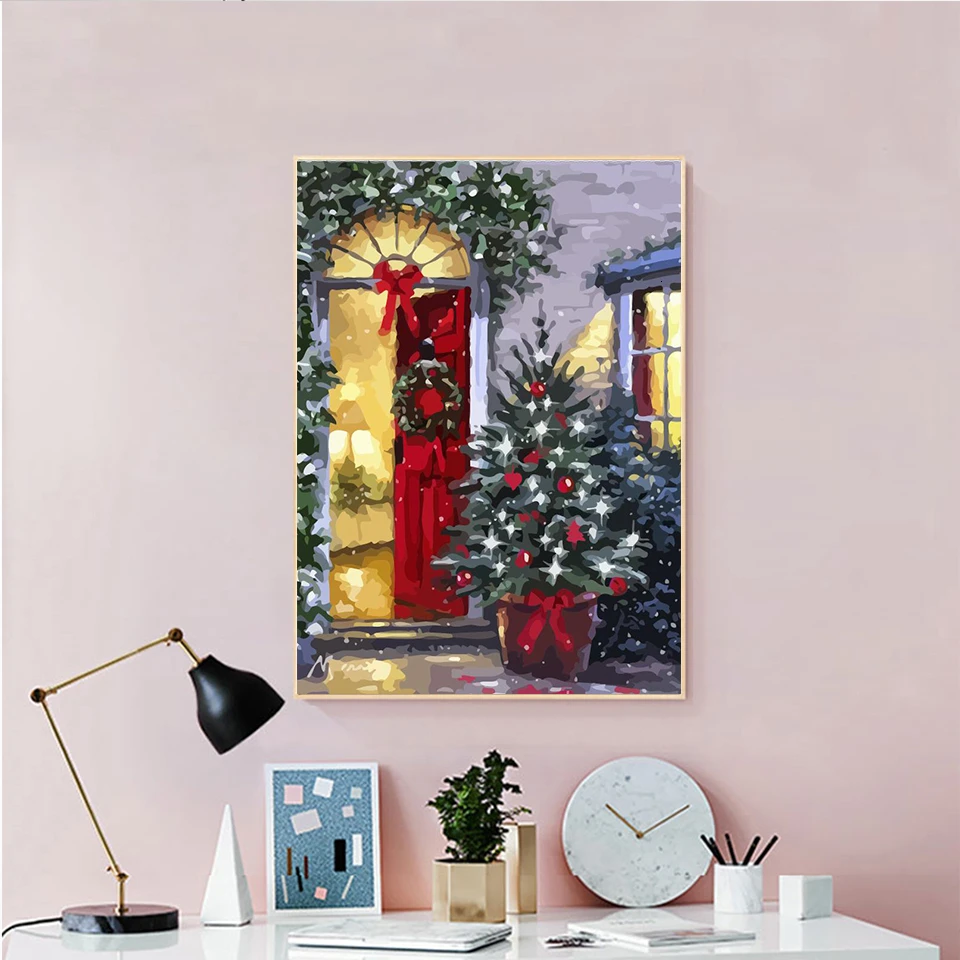 AZQSD Хо краски Раскраска по номерам на холсте наборы двери ручной работы подарок