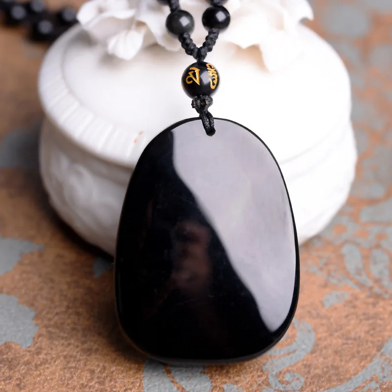 Прямая поставка натуральная Подвеска из черного обсидиана резная китайская