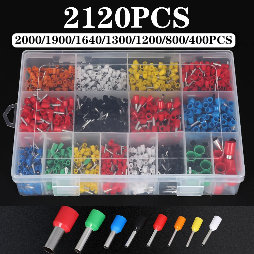 

2120pcs VE Series Insulated Terminal Block Cord End Crimping Sleeve Terminal Cable Wire Connector Electrical Tube Terminals Suit