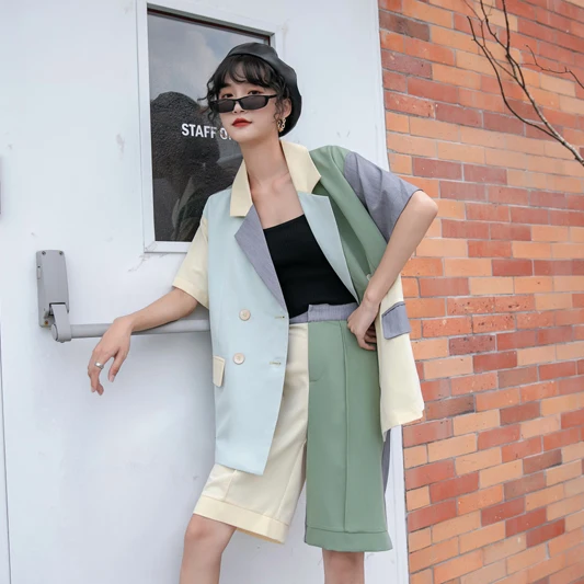 Женский двубортный Блейзер CHEERART летние модные дизайнерские пальто и куртки в