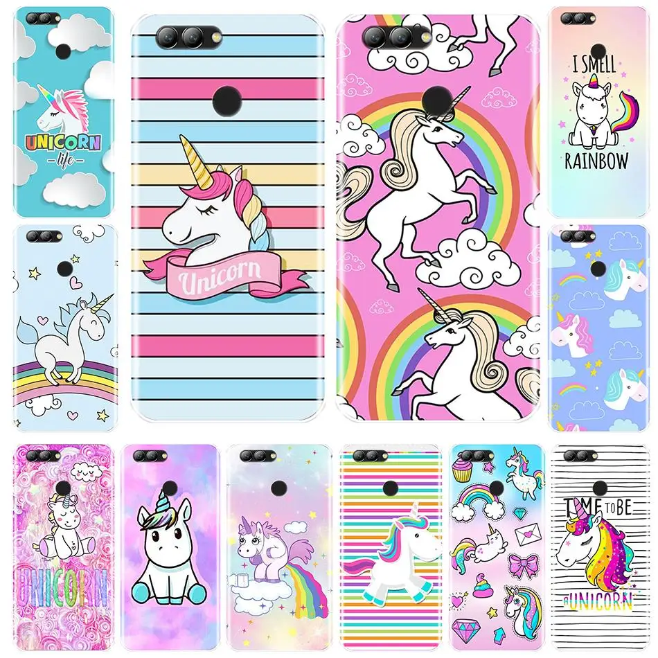 

Cute Rainbow Unicorn Phone Case For Huawei Nova Smart Lite 2017 Soft TPU Silicone Case For Huawei Nova 2 2i 3 3I 3E 4 Lite Plus