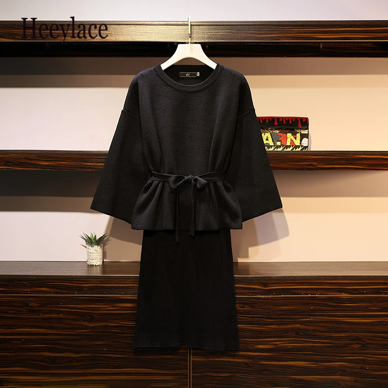 Женский осенний комплект из 2 предметов размера плюс новинка 2019 элегантный