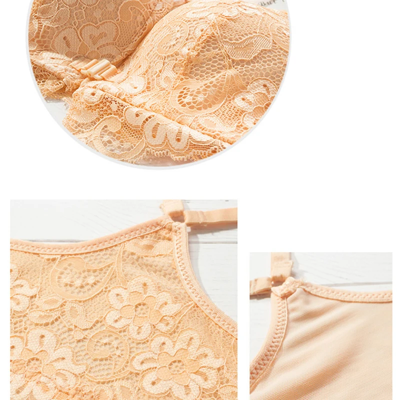 

Logirlve New Product Lace Front Closure Beauty Back Bra Set With Small Breasts Less Ladies Sexy Gathered Bra Wireless Bralette