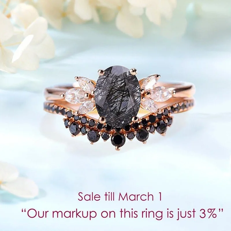 

2-piece Vintage Alexandrite engagement ring rose gold wedding ring halo ring milgran Memorial ring