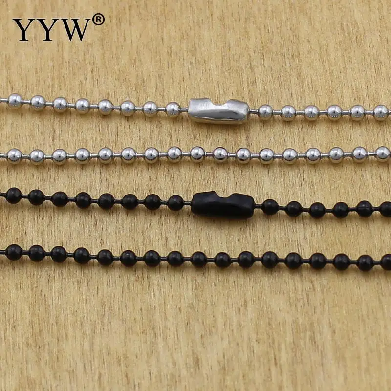 

20strands/Lot Stainless Steel 2mm Ball Chain Necklace Beaded Chains Link Bulk Fashion Necklaces 24 Inch Black Original Color