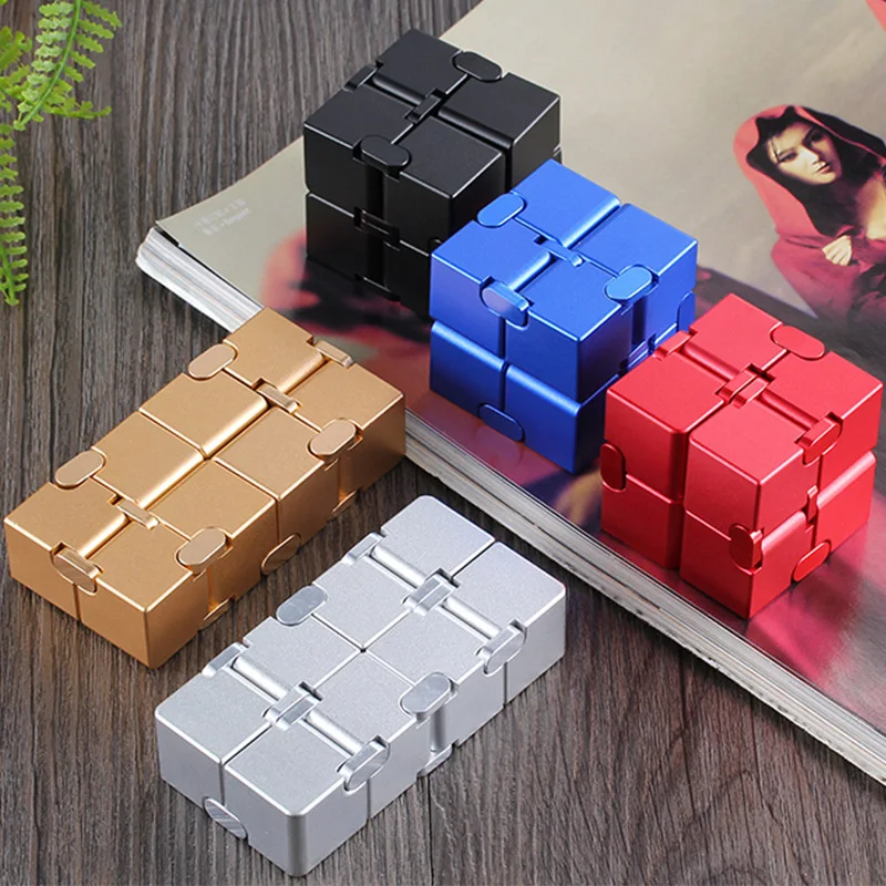 Semi-Metal Infinite Cube Durable Aluminum Alloy Stress Relief Toys Stress Relief Puzzle Toys For Adults And Children. enlarge