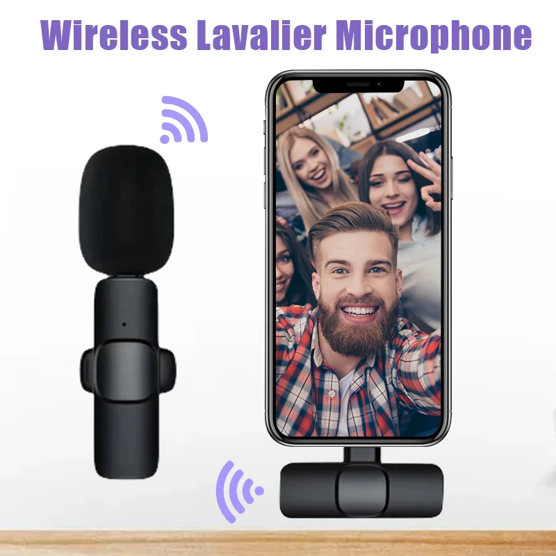 mini wireless lavalier microphone portable audio video recording mic for iphone android live broadcast gaming phone microphone free global shipping