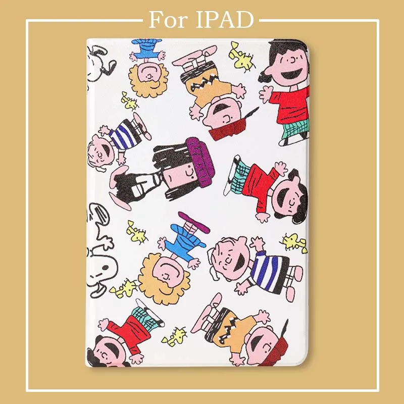 С забавным мультипликационным принтом Снупи смарт чехол с защитным закаленным