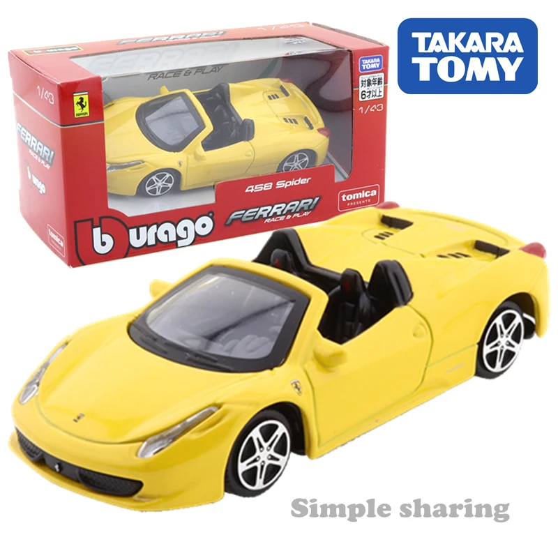 Такара томия томика подарки Burago Race & Play серия 1:43 458 паук автомобиль горячие поп