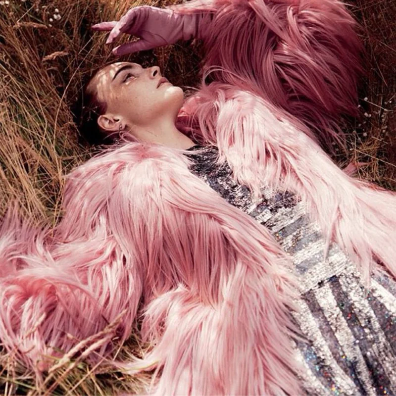 

SHZQ Long Goat Fur Coat Women Real Fur Coat Ladies Natural Fur Coat