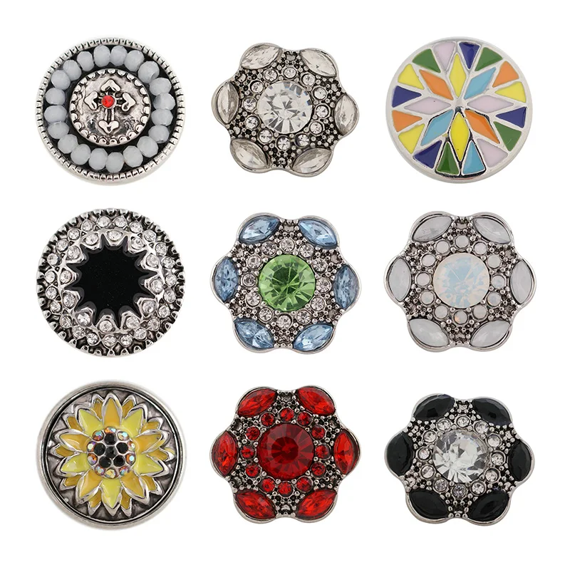 

Rhinestone Flower 20mm Metal snap button jewelry DIY bracelet KD1113