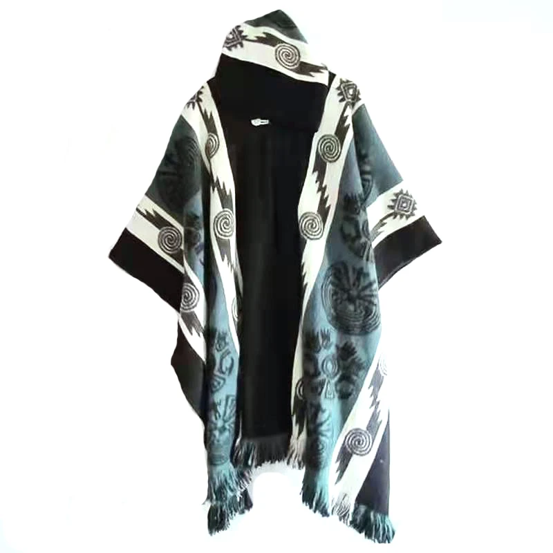 Мужской вязаный плащ свободные свитера с капюшоном верхняя одежда пончо пуловер