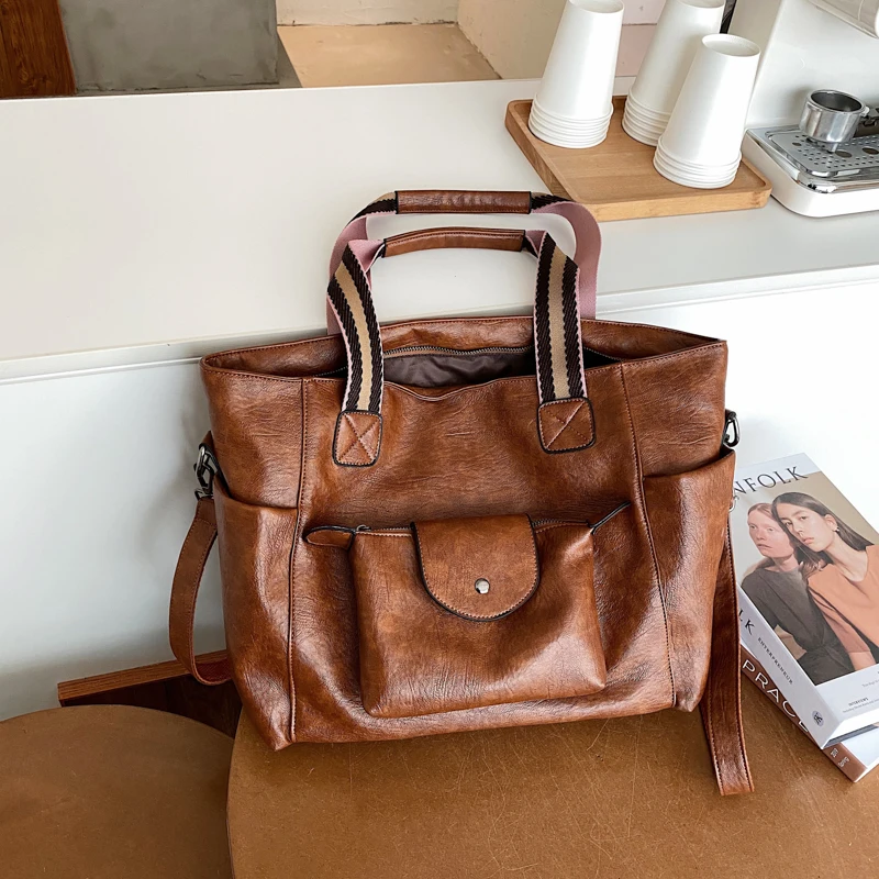 Однотонные сумки на плечо из искусственной кожи для женщин 2020 вместительная