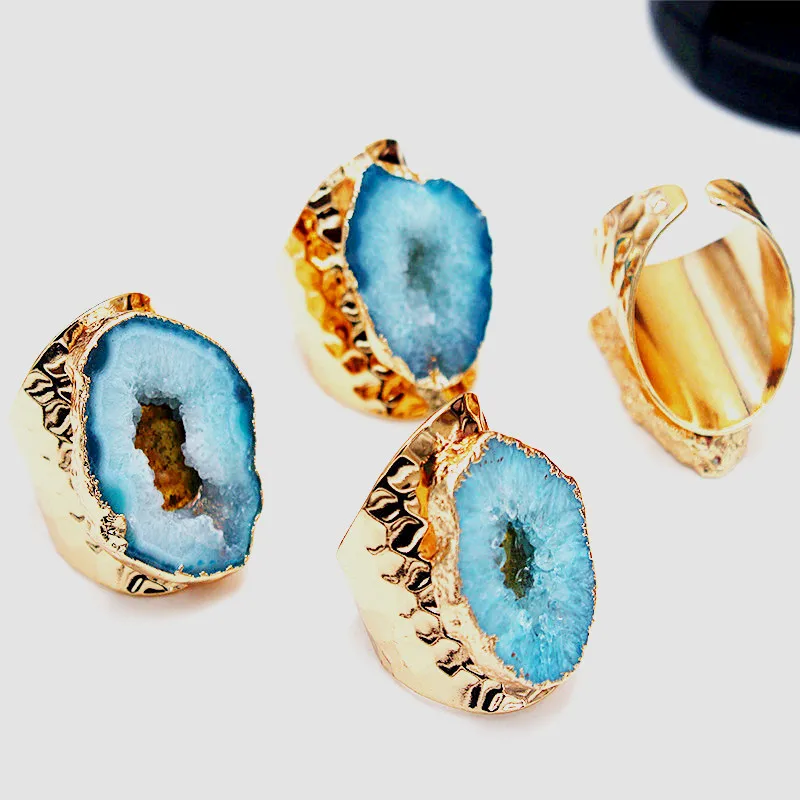 Натуральный камень кольцо элегантный геометрический кольца Semi драгоценный