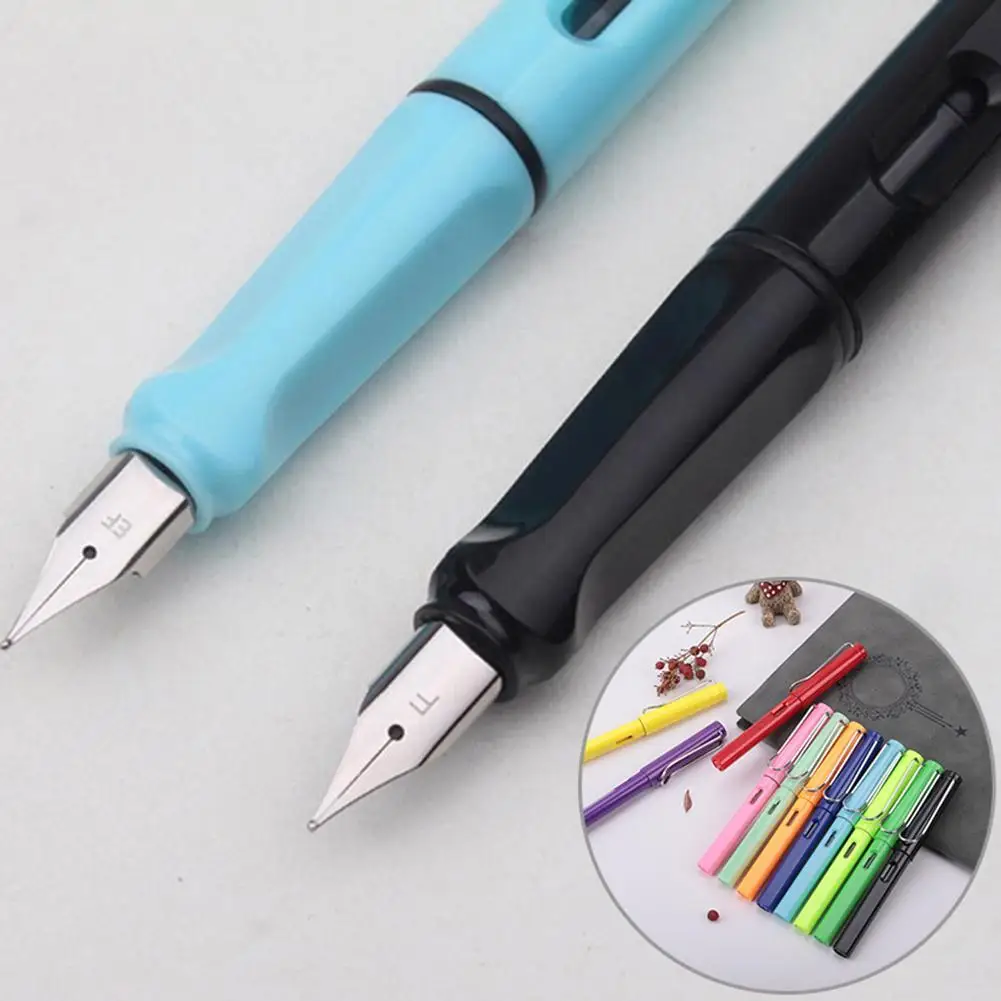 

Durable 0.38mm Student Calligraphy Practice Smooth Writing Plastic Fine Nib Fountain Pen Lightweight Fountain Pen