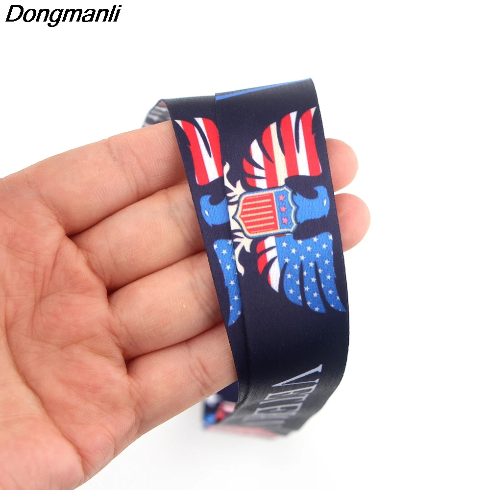

YL298 Veteran Military Patriotic American Flag Lanyard Car KeyChain ID Card Pass Gym Mobile Phone Key Ring Holder