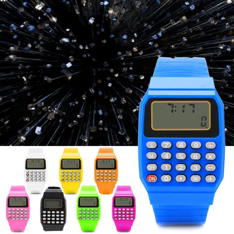 

Fashion Child Kid Silicone Date Multi-Purpose Electronic Calculator Wrist Watch 85LB