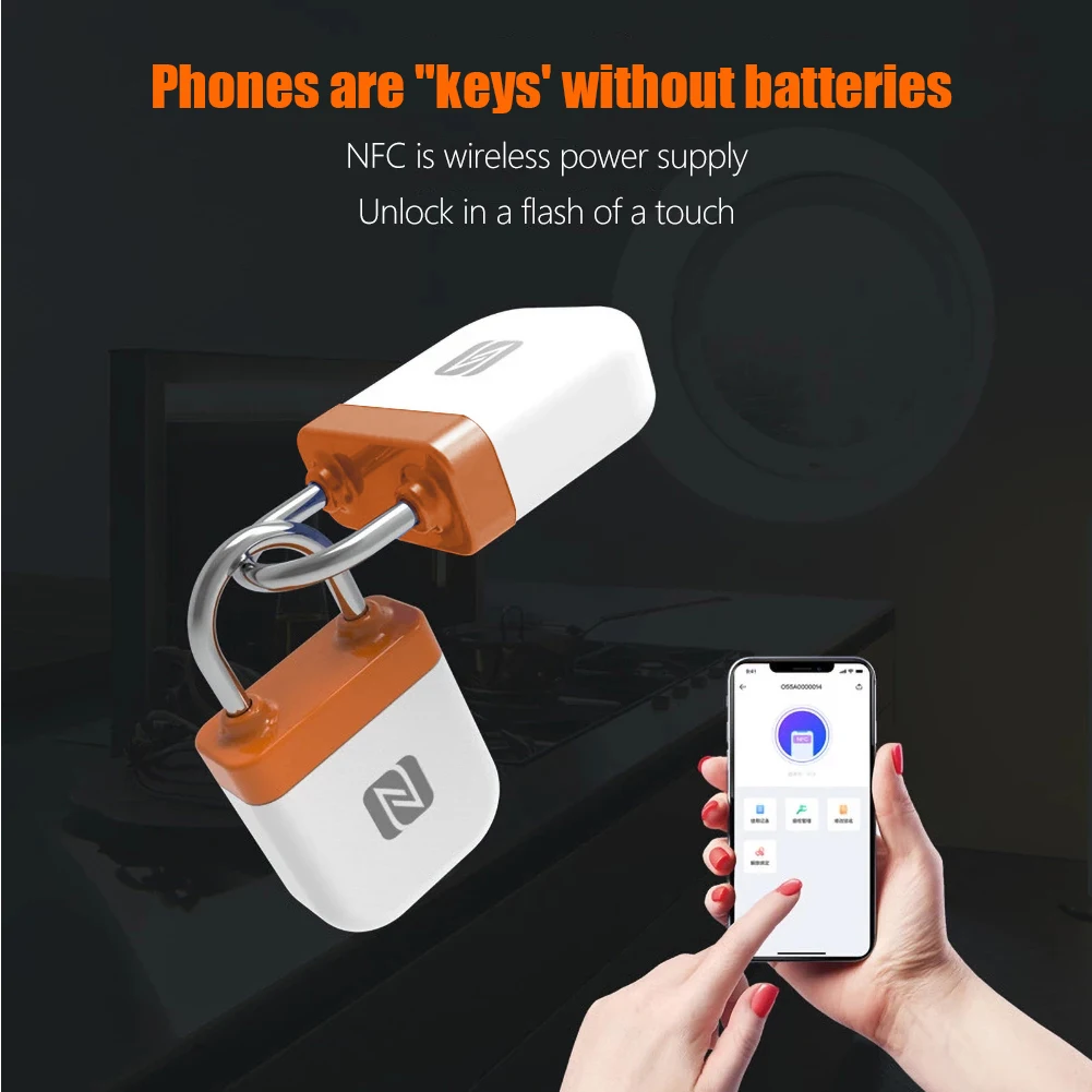 NFC Smart Padlock Bluetooth-compatible Lock Mobile Phone Reverse Power Supply Keyless Card Door for Android | Безопасность и