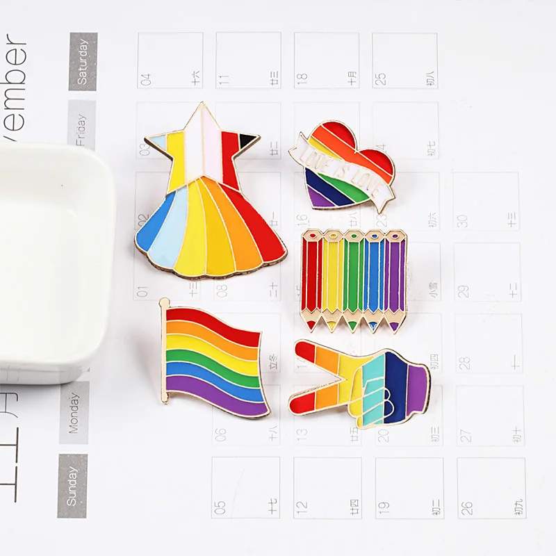 2 ~ 3 шт./компл. Радужная эмалированная булавка ЛГБТ дизайн сердце облака флаг