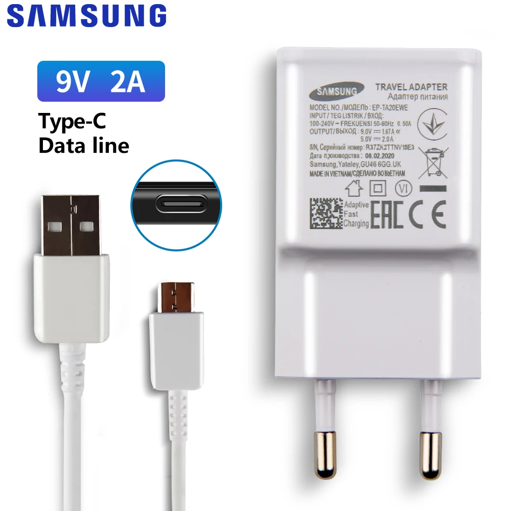 Оригинальное зарядное устройство SAMSUNG 9 в 2 А 5 В адаптер европейского стандарта