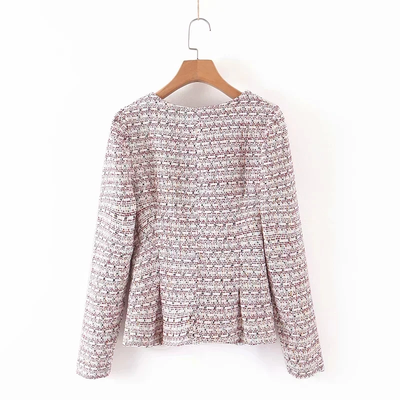 Милый твидовый блейзер с круглым вырезом пальто женские блейзеры и куртки