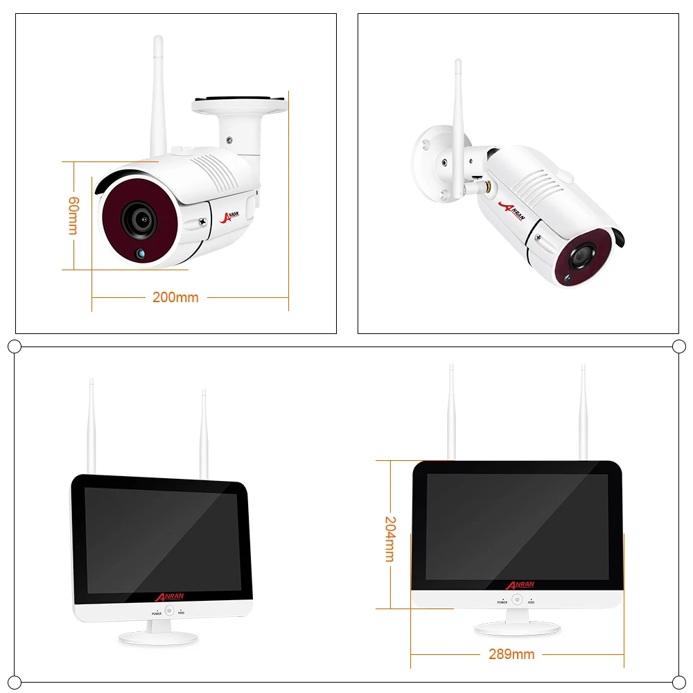 

ANRAN Video Surveillance Kit 1080P WIFI CCTV System 12-inch Monitor NVR CCTV Camera Security System Waterproof Night Vision APP
