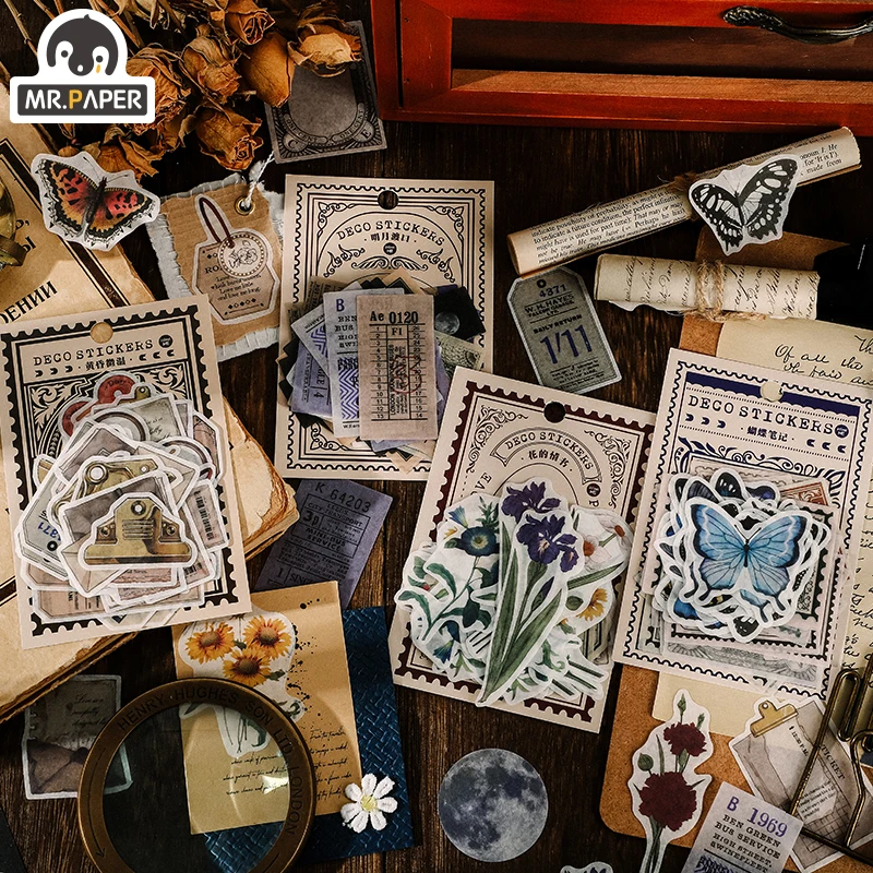 Mr.Paper 4 дизайн посыльного времени серии и бумажный стиль Декоративные наклейки