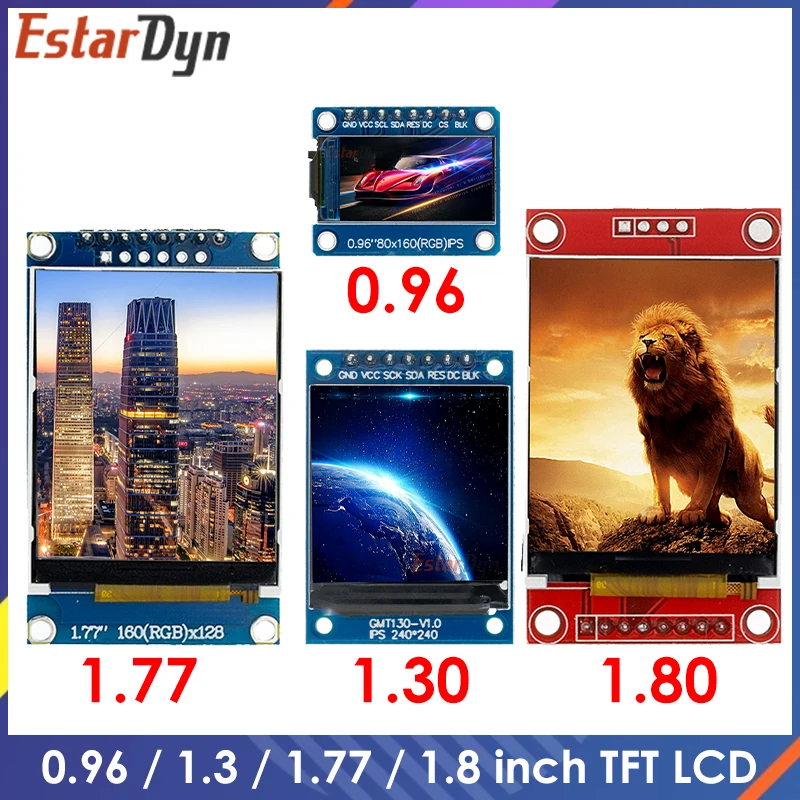 

TFT Display 0.96 1.3 1.77 1.8 inch IPS 7P SPI HD 65K Full Color LCD Module ST7735 / ST7789 Drive IC 80*160 240*240 (Not OLED)