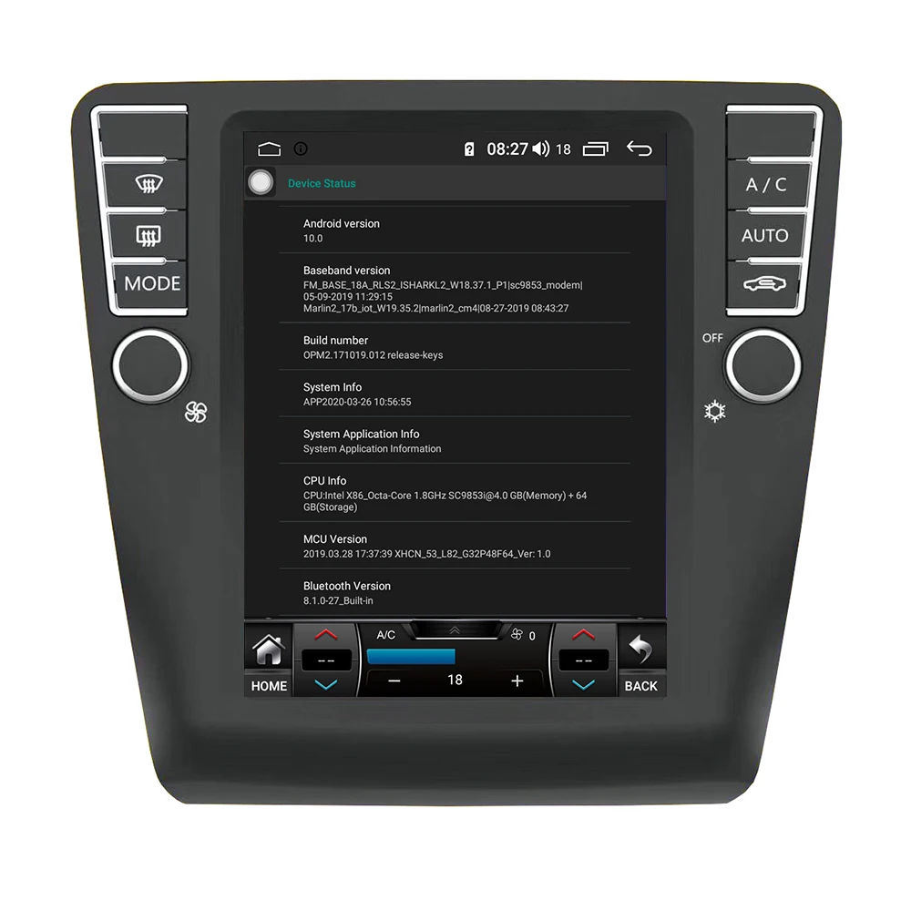 Андроид 10,4-дюймовый автомобильный мультимедийный GPS-навигатор для Skoda Octavia 2015-2019, радио с вертикальным экраном, поддержка carplay, в стиле Tesla.