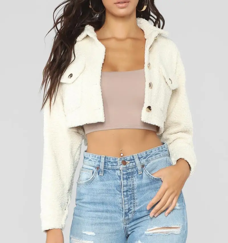 Куртка женская короткая однотонная с отложным воротником утепленная верхняя