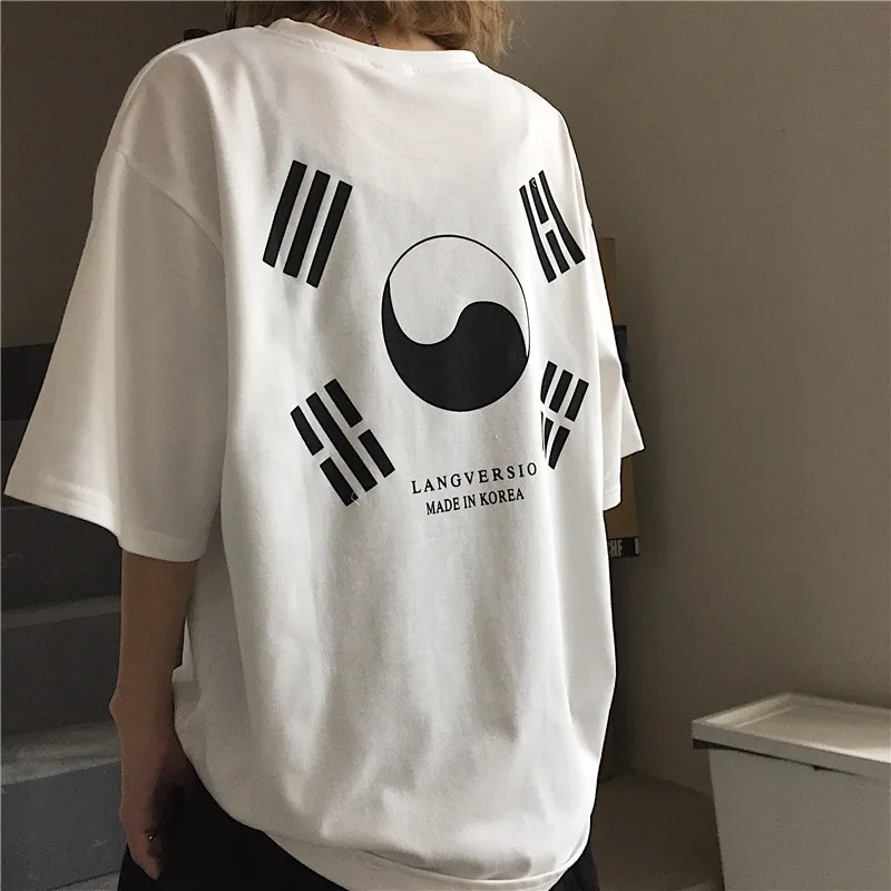 

Summer Women T-Shirts Harajuku Streetwear Letter Print Loose Clothes Casual Oversize t Shirts Round Neck Top Female