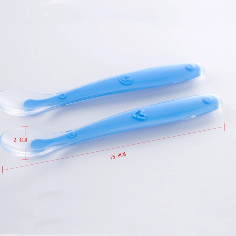 Baby Soft Silicone Feeding Spoon Dishes Tableware Candy Color Temperature Sensing Spoon Utensils Children Food Baby Feeding Tool images - 6
