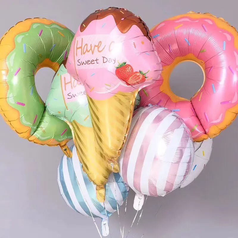 1 шт Конфеты Пончик мороженое тема гелиевая фольга шары звезды круглые Детские