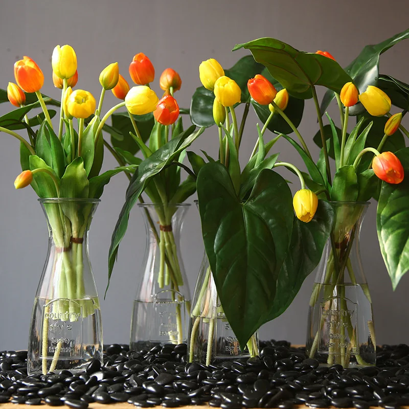 Роскошный силиконовый искусственный цветок тюльпана на ощупь, высокое качество, искусственный цветок для дома, оформление свадебного окна