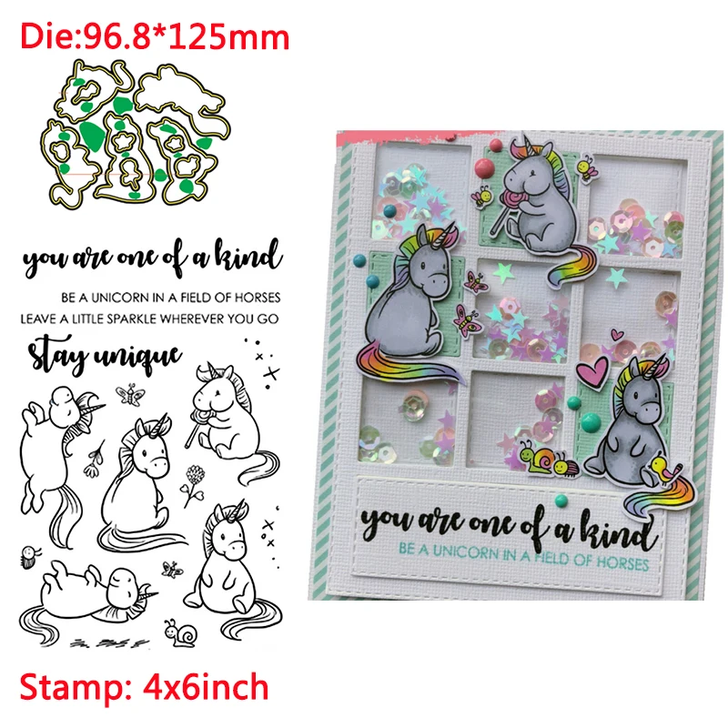 Металлические штампы и прозрачные для скрапбукинга прекрасный единорог 2020 | Дом
